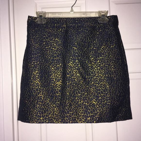 J.Crew navy blue/gold animal print mini skirt